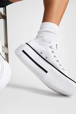 Converse All star סניקרס פלטפורמה נמוכות Lift Double Stack בצבע לבן