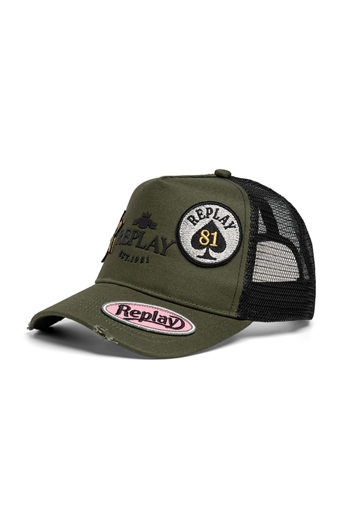 ריפליי כובע מצחיה בצבע ירוק כהה יוניסקס-Replay-One Size-נאקו