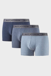 דלתא שלישיית בוקסרים צמודים קצרים בצבעי כחול לגברים