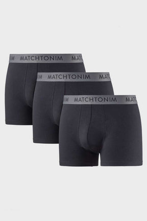 דלתא שלישיית בוקסרים צמודים קצרים בצבע שחור-אפור לגברים