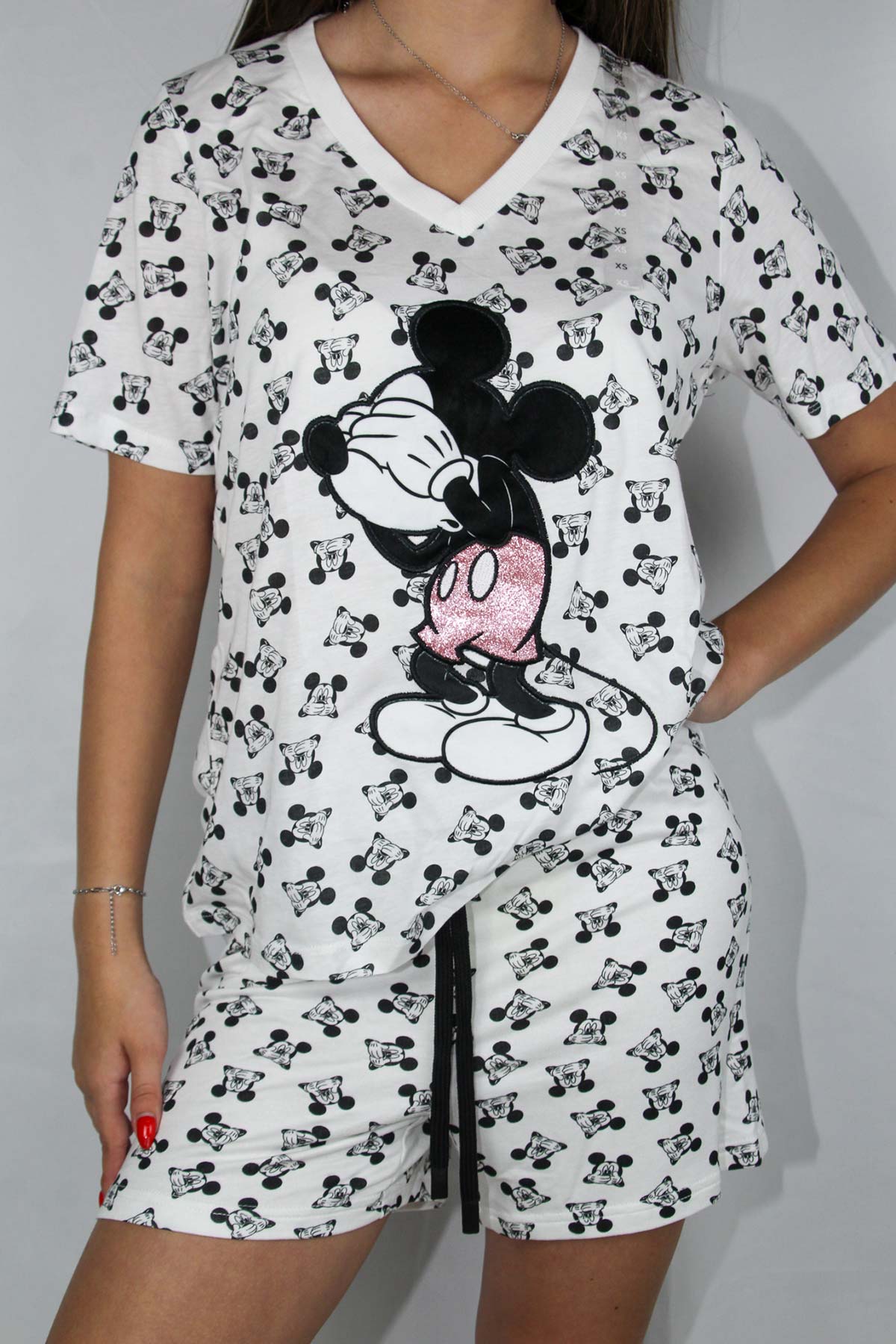 דלתא סט פיג’מה קצרה Shy Mickey לנשים