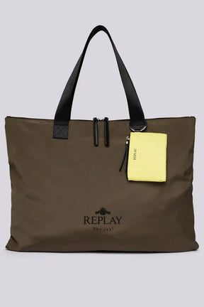 תיק קניות Shopper ניילון מבית ריפליי ג'ינס Replay Jeans לנשים בצבע ירוק-Replay-One Size-נאקו