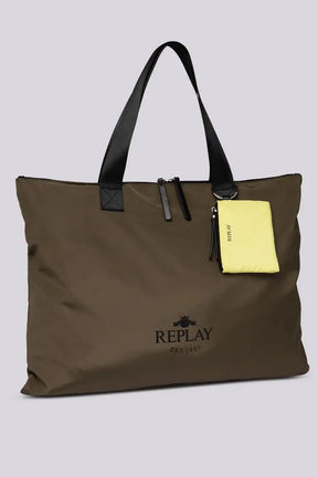 תיק קניות Shopper ניילון מבית ריפליי ג'ינס Replay Jeans לנשים בצבע ירוק-Replay-One Size-נאקו