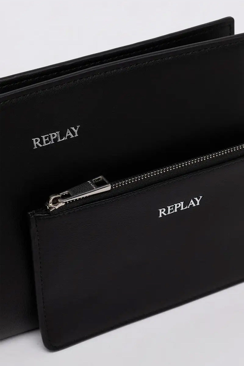 קלאץ' אלגנטי עם ארנק קטן איכותי מבית ריפליי ג'ינס Replay Jeans לנשים צבע שחור-Replay-One Size-נאקו