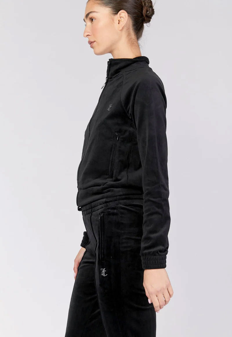 ג'וסי קוטור ג'קט קטיפה צווארון גבוה בצבע שחור לנשים-Juicy Couture-XS-נאקו
