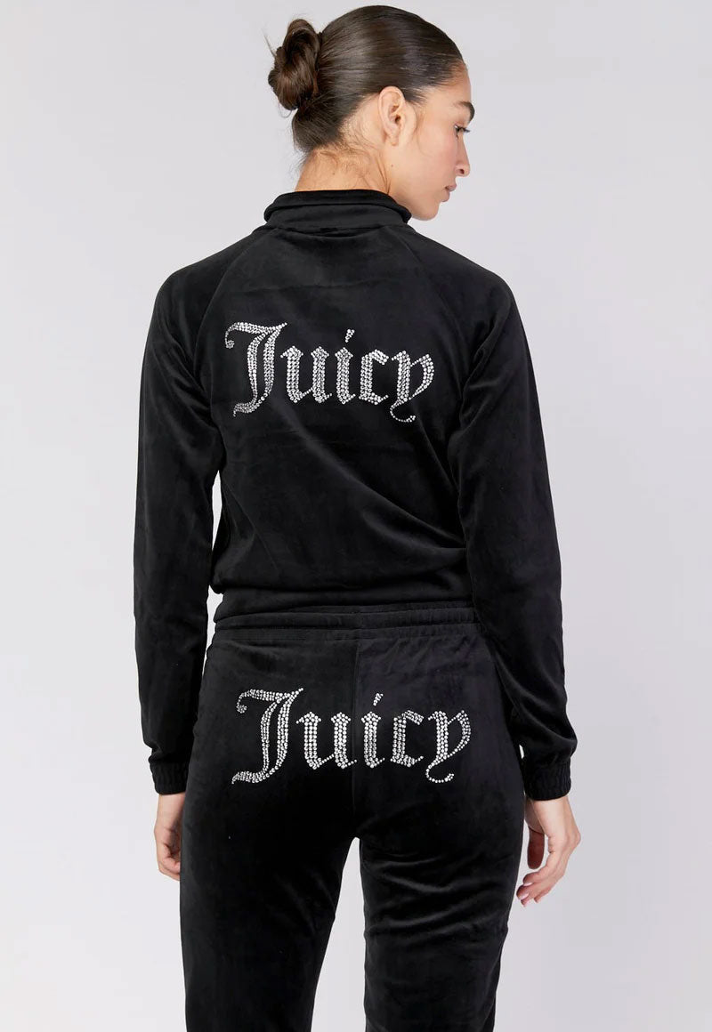ג'וסי קוטור ג'קט קטיפה צווארון גבוה בצבע שחור לנשים-Juicy Couture-XS-נאקו