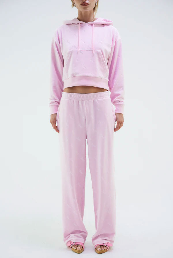 ג'וסי קוטור מכנס ארוך קטיפה בצבע ורוד לנשים-Juicy Couture-XS-נאקו