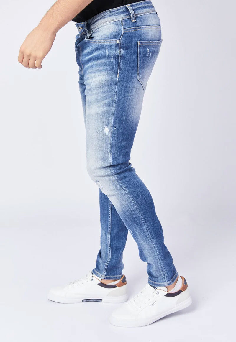 פפה ג'ינס ג'ינס סקיני משופשף ארוך בצבע גינס לגברים-Pepe Jeans London-28-נאקו
