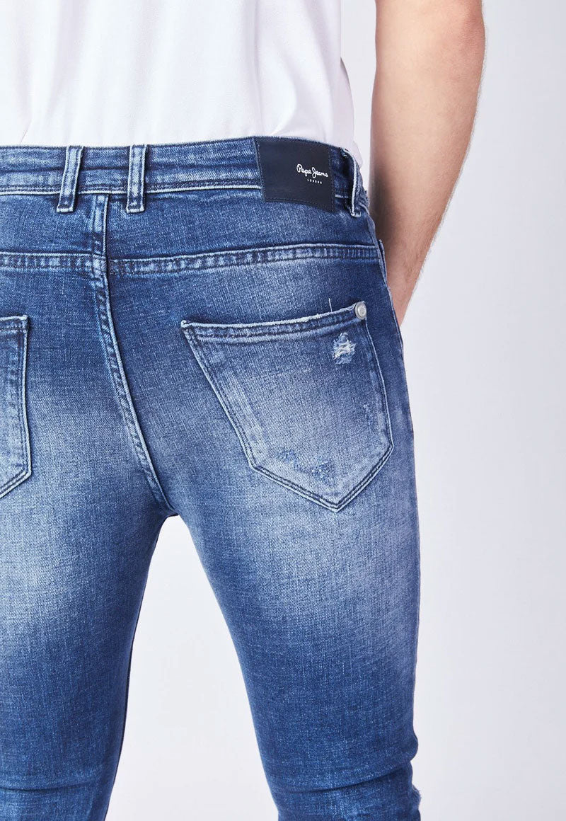 פפה ג'ינס ג'ינס סקיני HARDY משופשף ארוך בצבע גינס לגברים-Pepe Jeans London-28-נאקו