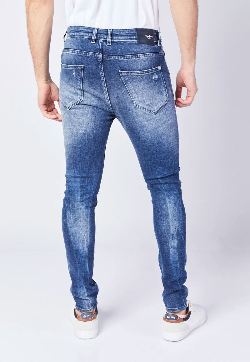 פפה ג'ינס ג'ינס סקיני HARDY משופשף ארוך בצבע גינס לגברים-Pepe Jeans London-28-נאקו