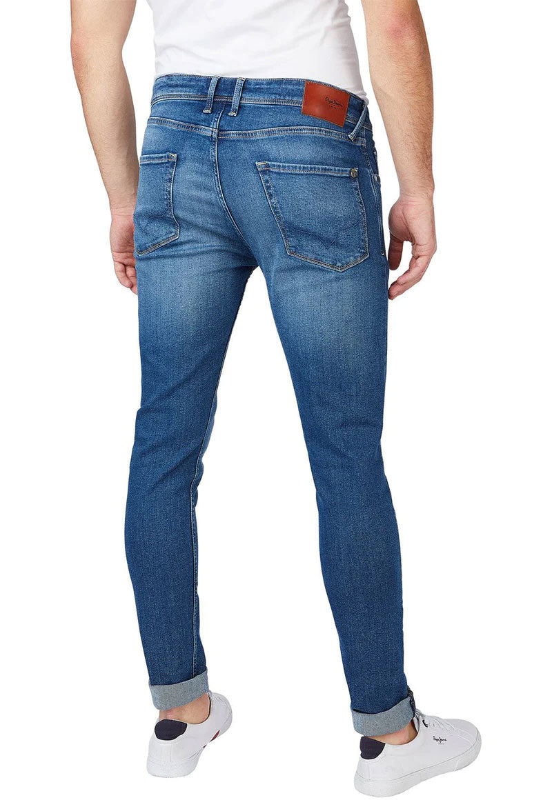 פפה ג'ינס ג'ינס סקיני FINSBURY משופשף ארוך בצבע גינס לגברים-Pepe Jeans London-34-נאקו