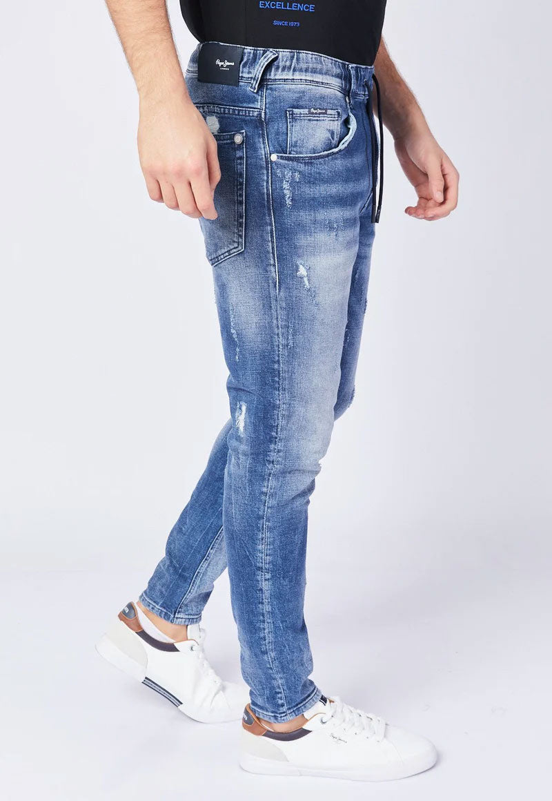 פפה ג'ינס ג'ינס JAGGER SLIM FIT משופשף ארוך בצבע גינס לגברים-Pepe Jeans London-28-נאקו