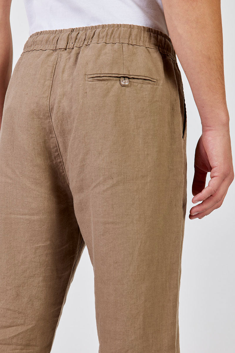 פפה ג'ינס מכנסי פשתן ארוכים Cor בצבע חום לגברים-Pepe Jeans London-S-נאקו