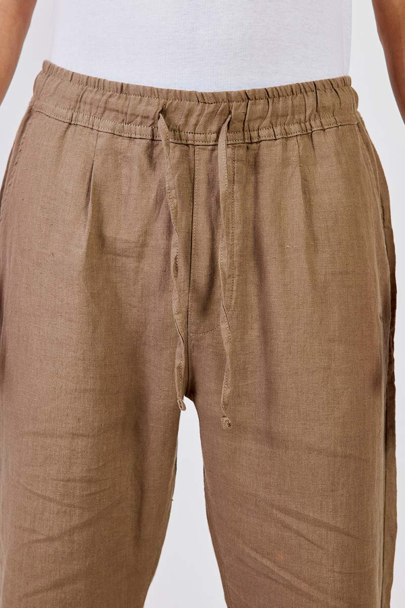 פפה ג'ינס מכנסי פשתן ארוכים Cor בצבע חום לגברים
