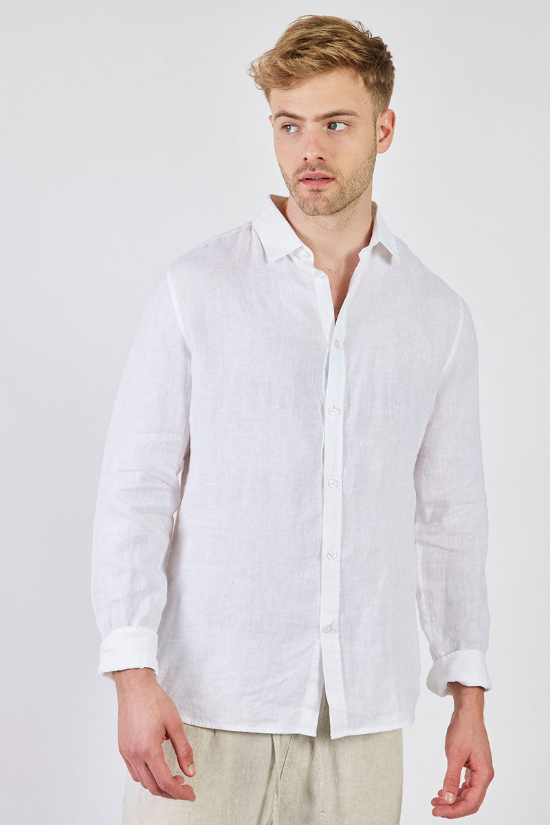 פפה ג'ינס חולצת פשתן מכופתרת DAN בצבע לבן לגברים