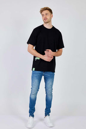 פפה ג'ינס חולצת אובר-סייז קצרה Adonal בצבע שחור לגברים-Pepe Jeans London-S-נאקו