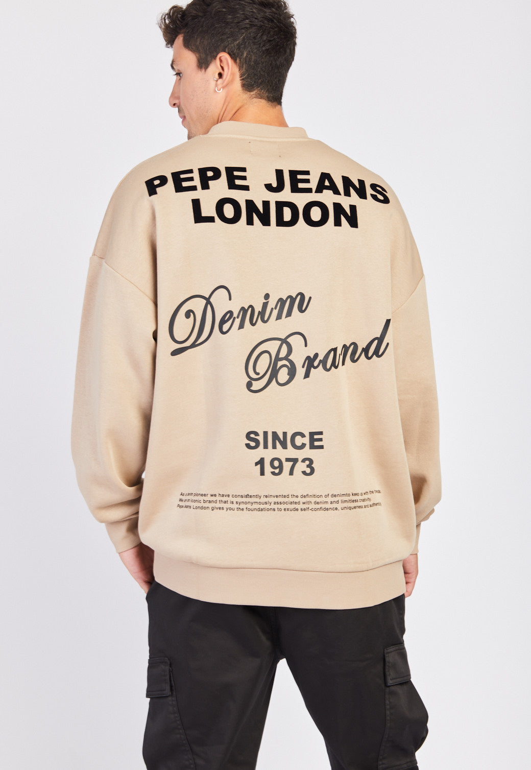 פפה ג'ינס סוויטשירט בצבע שמנת לגברים-Pepe Jeans London-S-נאקו