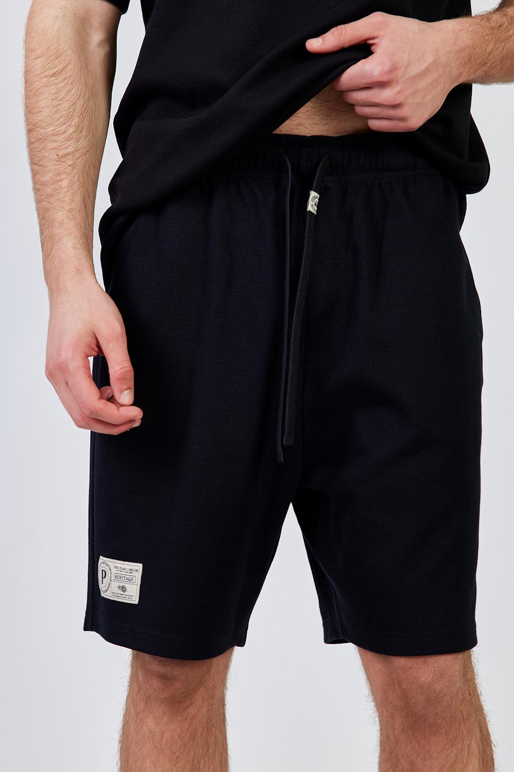 פפה ג'ינס מכנסי וופל קצרים Dal בצבע שחור לגברים-Pepe Jeans London-S-נאקו