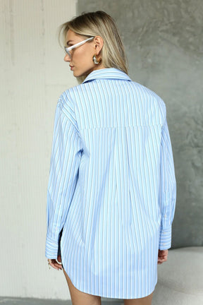 סטיב מאדן חולצה מכופתרת אוברסייז בצבע תכלת לנשים-Steve Madden-XS-נאקו