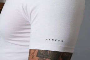 ואנזן חולצת טישירט בייסיק מבד לייקרה צווארון עגול בצבע לבן לגברים-VAZEN-S-נאקו