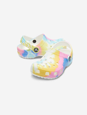 Crocs Classic Tie-Dye Graphic Clog K - נעלי קרוקס לילדים בהדפס צבעוני טאי דאי בצבע לבן/מולטי-Crocs-33-34-נאקו