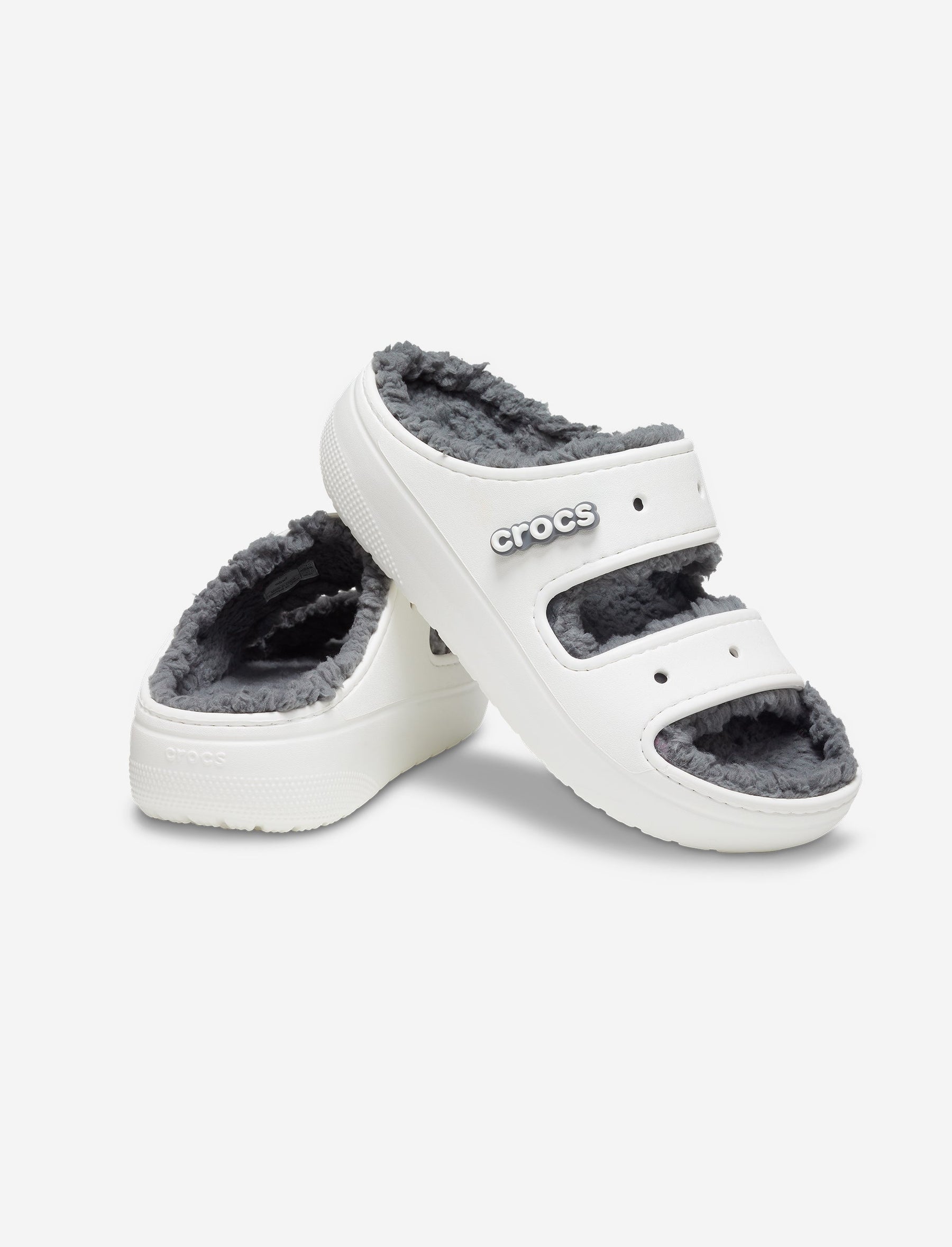 Crocs Classic Cozzzy Sandal - כפכפי קרוקס פרווה לנשים בצבע לבן-Crocs-37-38-נאקו