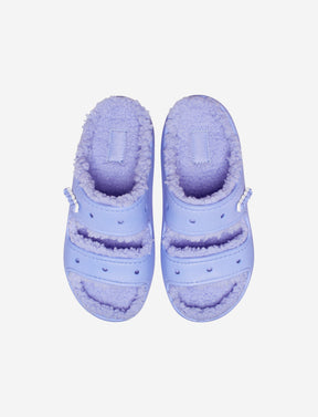 Crocs Classic Cozzzy Sandal - כפכפי קרוקס פרווה לנשים בצבע סגול דיגיטל-Crocs-36-37-נאקו