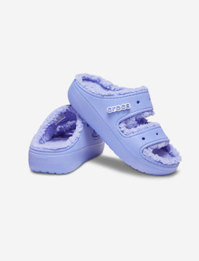 Crocs Classic Cozzzy Sandal - כפכפי קרוקס פרווה לנשים בצבע סגול דיגיטל-Crocs-36-37-נאקו
