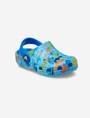 Crocs Kids Classic Pool Party Clog - כפכפי קרוקס קלאסי לילדים בהדפסים קיציים בצבע חמצן-Crocs-27-28-נאקו