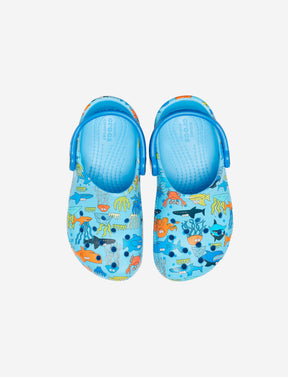 Crocs Kids Classic Pool Party Clog - כפכפי קרוקס קלאסי לילדים בהדפסים קיציים בצבע חמצן-Crocs-27-28-נאקו