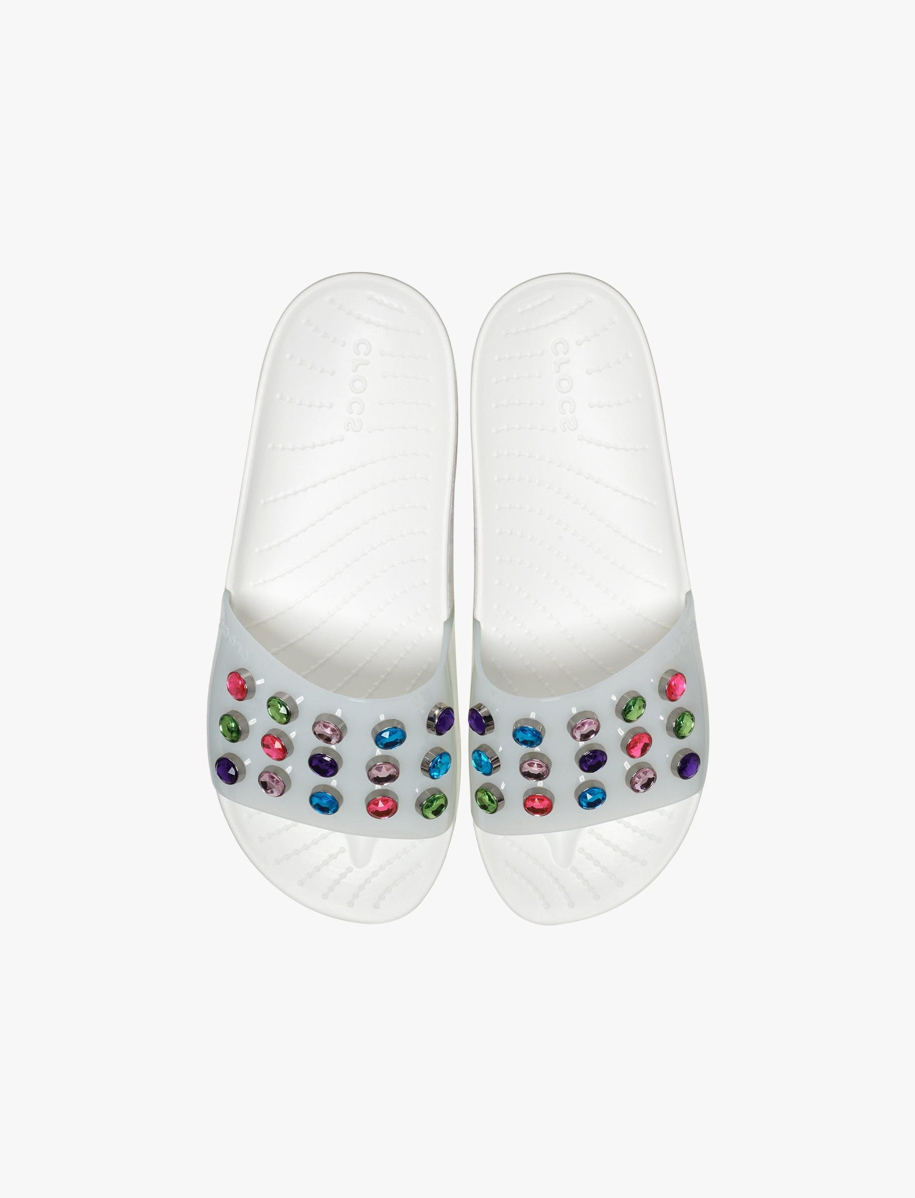 Crocs Splash Gem Slide - כפכפי סלייד קרוקס לנשים בצבע לבן/מולטי-Crocs-41-42-נאקו