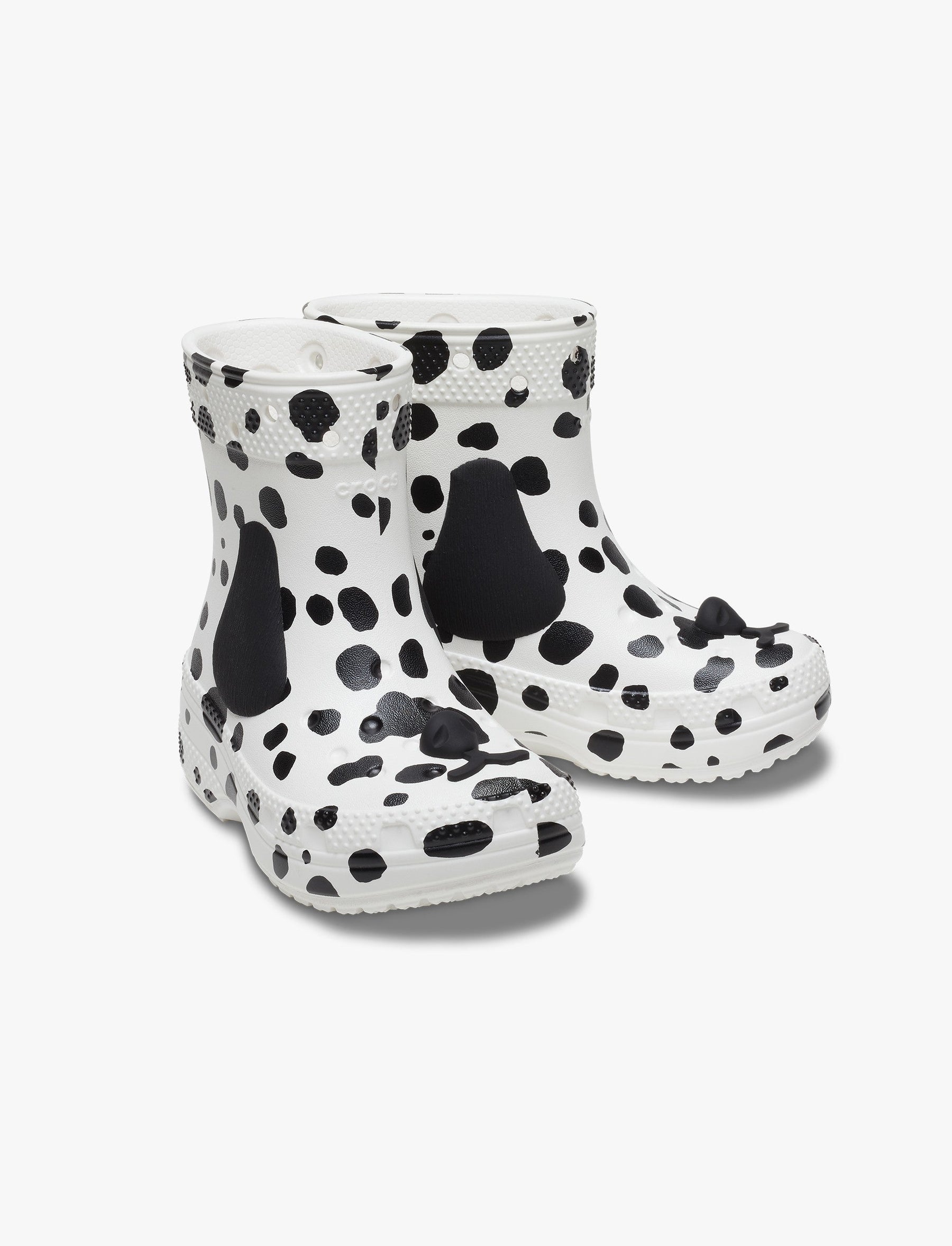 Crocs Classic I AM Dalmatian Boot T - מגפי קרוקס לילדים בהדפס דלמטים בצבע לבן/שחור-Crocs-27-28-נאקו