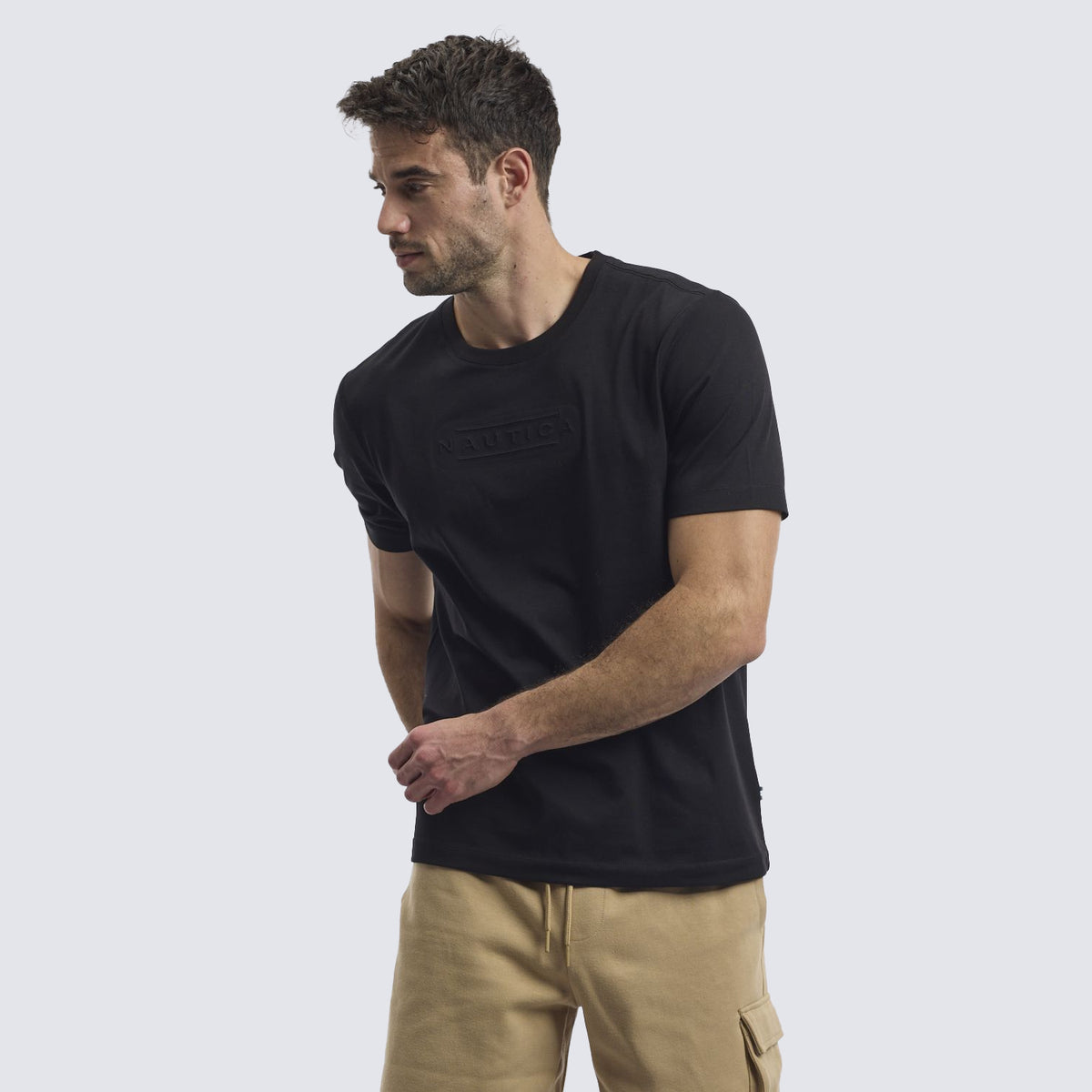 נאוטיקה חולצת טי שירט לייקרה בצבע שחור לגברים-Nautica-XS-נאקו