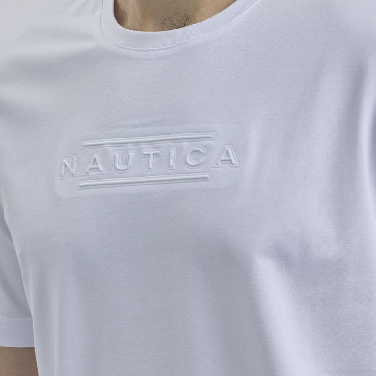 נאוטיקה חולצת טי שירט לייקרה בצבע לבן לגברים-Nautica-XS-נאקו