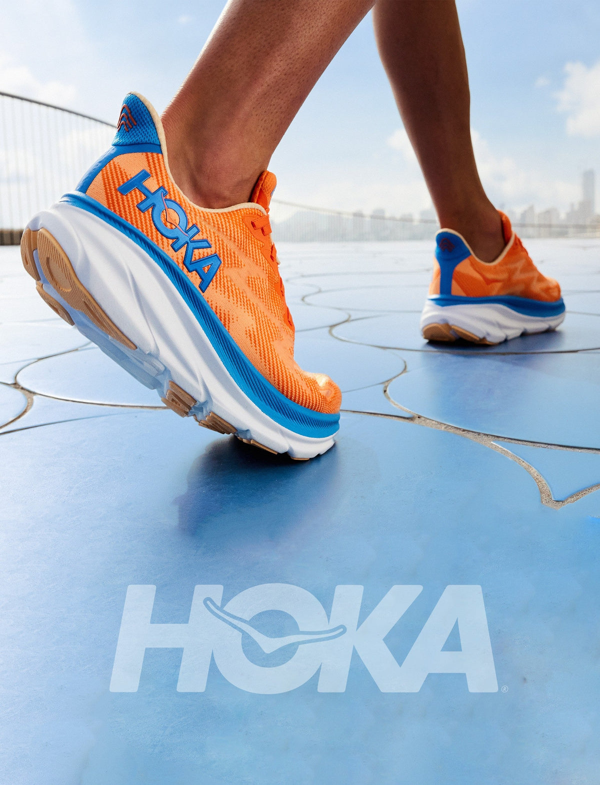 Hoka Clifton 9 - נעלי ספורט גברים הוקה קליפטון 9 בצבע כחול/כתום-Hoka-40.5-נאקו