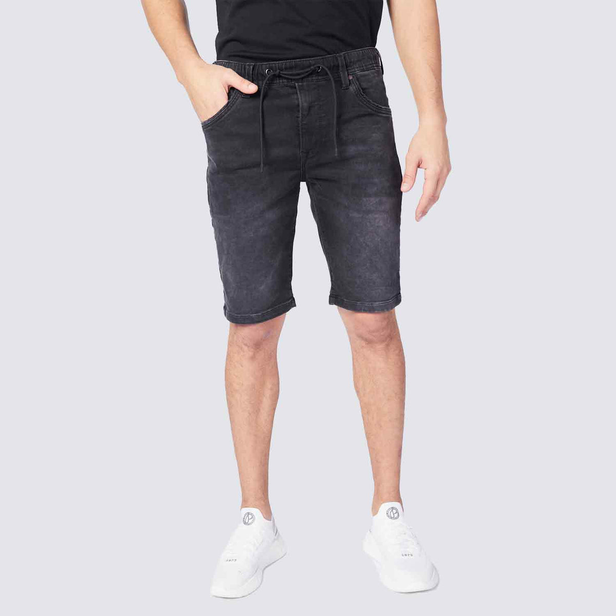 פפה ג'ינס שורט ג'ינס בצבע אפור כהה לגבר-Pepe Jeans London-28-נאקו