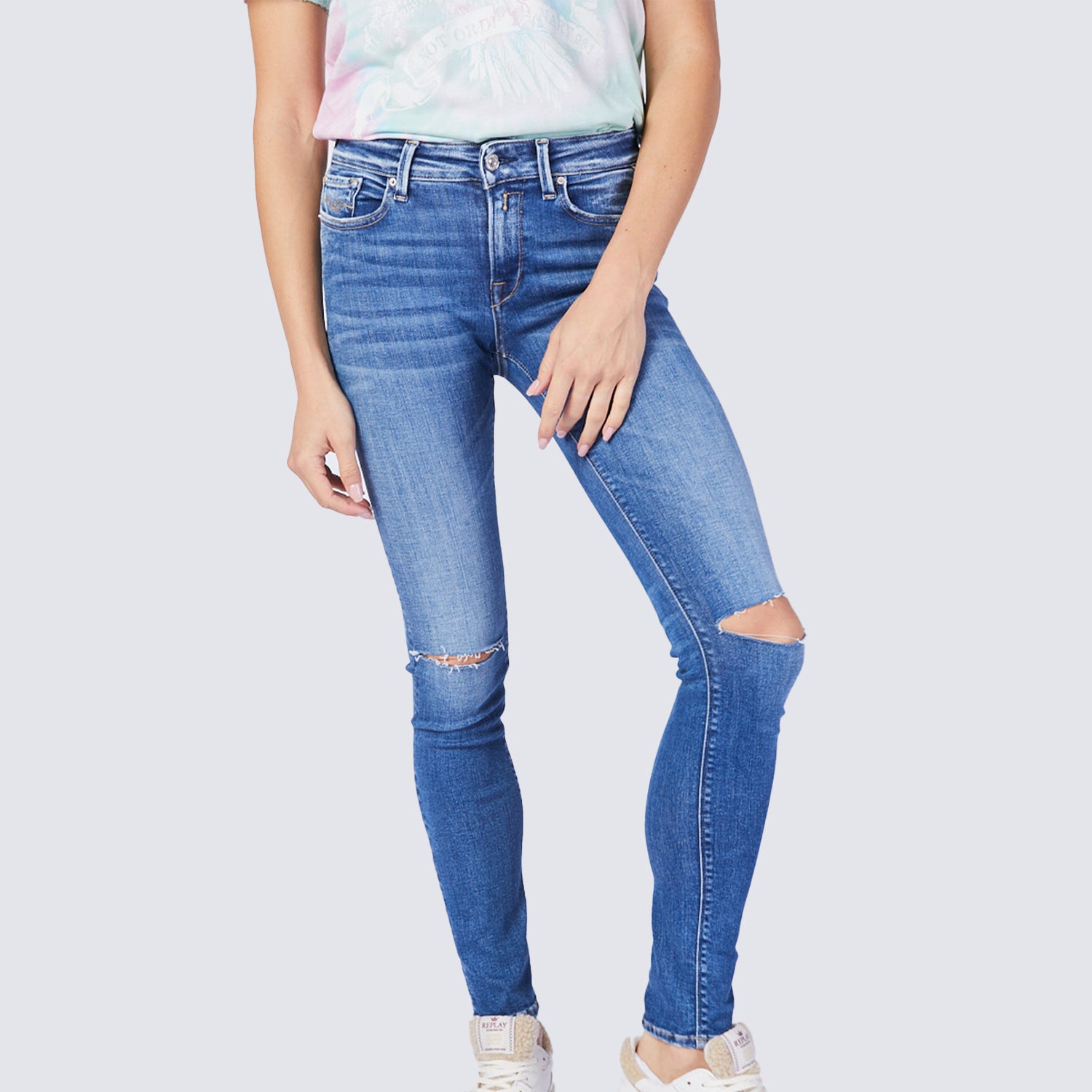 ריפליי סקיני ג'ינס בצבע כחול כהה נשים-Replay-24-נאקו